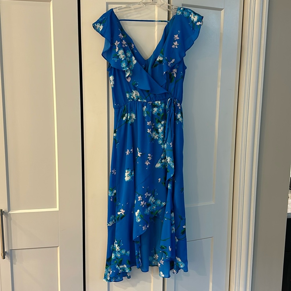 Royal blue flowered midi dress S